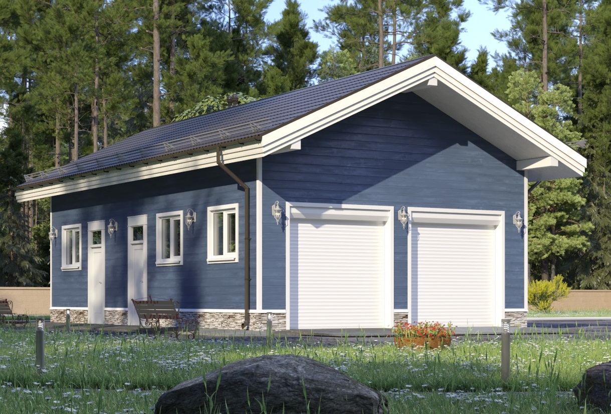 Гараж на 2 машины + Комнаты