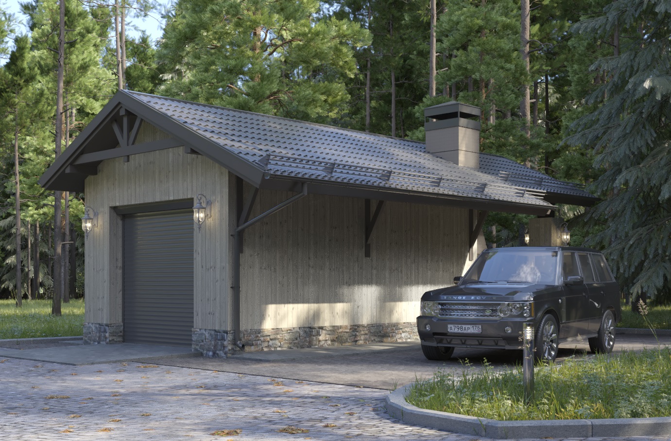 Гараж на 1 машину + Навес